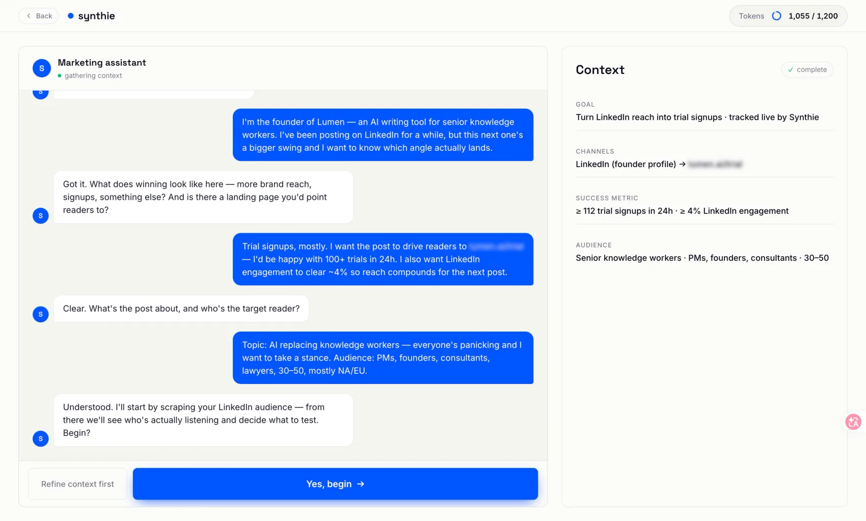 Chat context — final screen