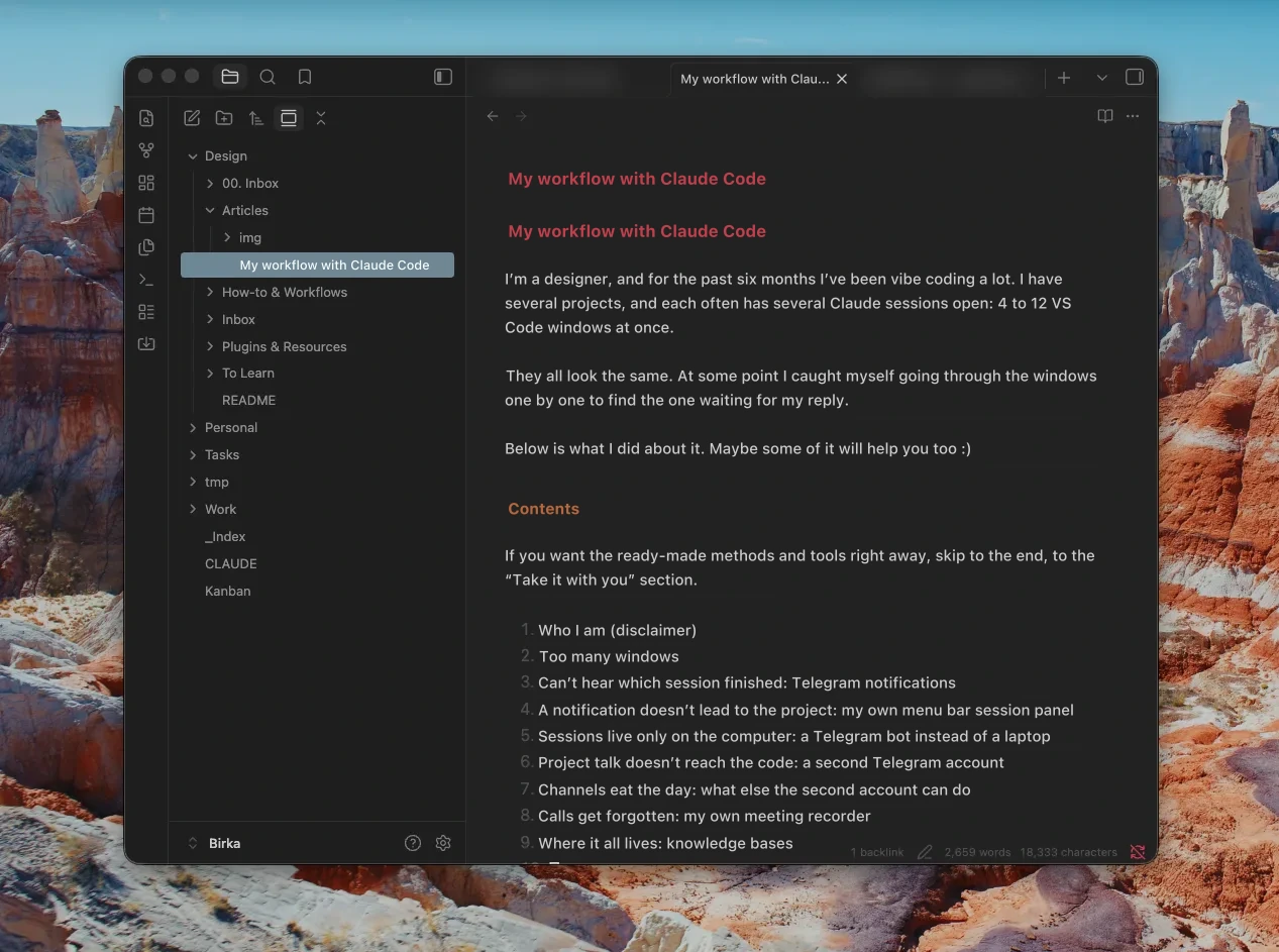 Knowledge base in Obsidian